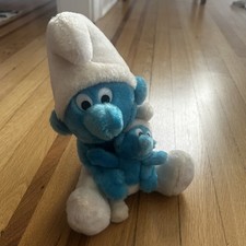 Vintage 1981 Smurf 12" Couples Plush  Baby Smurf Wallace Berrie Peyo Smurfs