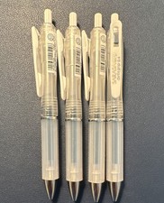 Zebra SARASA dryfitgrip 0.4 Gel Pens Clear Barrel White Clip Lot of 4