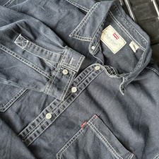 Levi's Red Tag VTG Dark Blue Denim Button Down Long Sleeve Shirt Men  s XL 1996