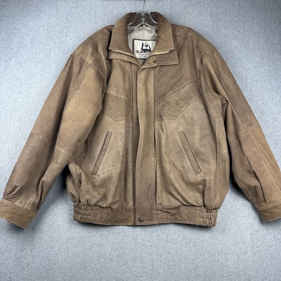 Black Eagle Leather Jacket Mens Size 50 Brown Genuine Lamb Bomber Vintage Style