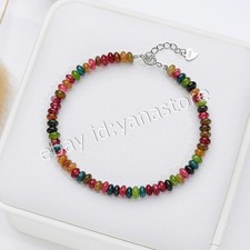 2x4mm Echte Natürliche Bunte Turmalin Rondelle Edelstein Perlen Armband 7.5''