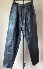 Vintage Avanti Pants Women  s Black Size 6 Genuine Leather Pleated High Waist