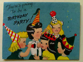 Biglietto di auguri invito festa compleanno vintage bambini con rumore #A45