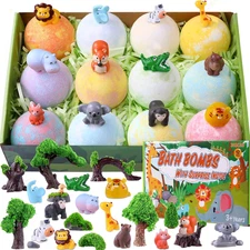 Bath Bombs for Kids with Surprise Inside, 12 Pack Organic Natural Bath Bombs wit