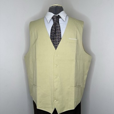 Mens Suit Vest 2XL Yellow 51'' Formal Waistcoat Barry Wang