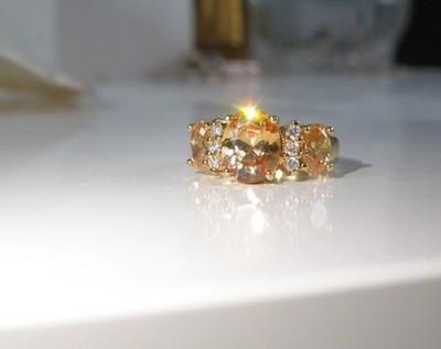 Sterling Silver 925 Gold Over Champagne CZ Ross Simons Ring Size 8