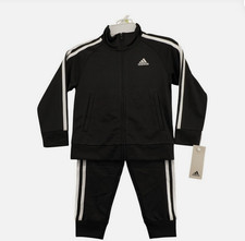 Adidas Kids 2-Piece Tracksuit Stripe Set Black White 2T NWT