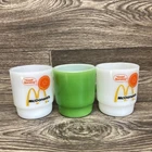 Vintage Anchor Hocking Fire King McDonalds Good Morning Milk Glass Mugs Set 3