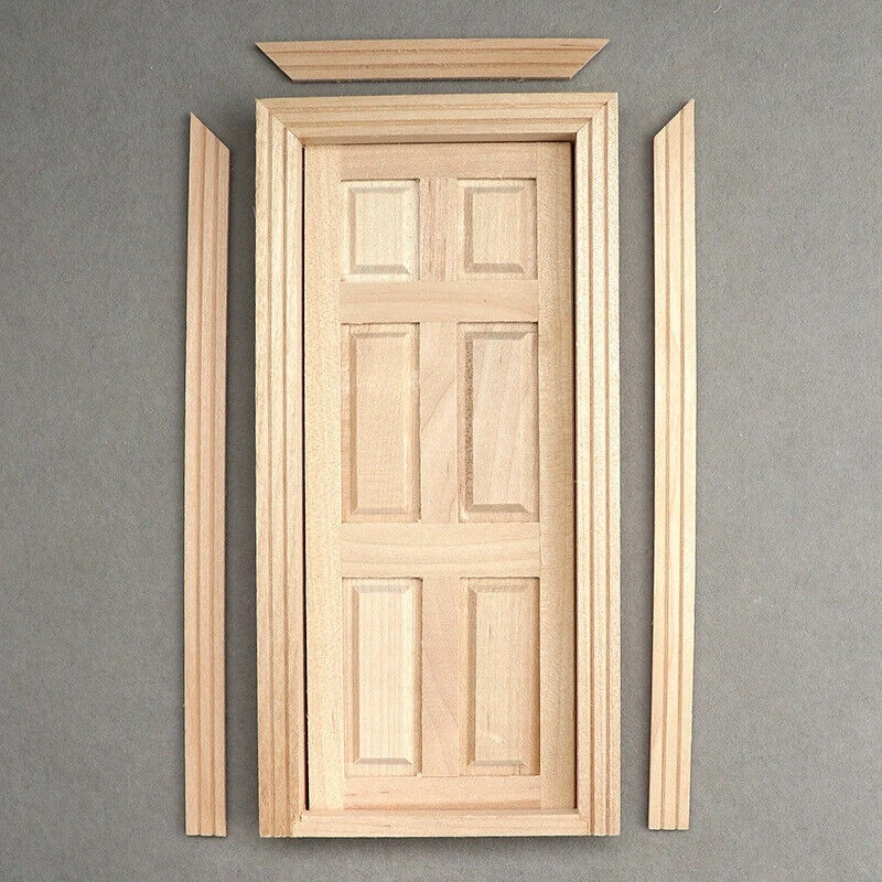 2x Dollhouse 1:12 Miniature Plain Interior Door DIY Wooden Furniture Accessories - Image 2 of 4