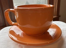 Retired Post 86 Fiesta Tangerine Jumbo Cup and Saucer Excellent Used Condition