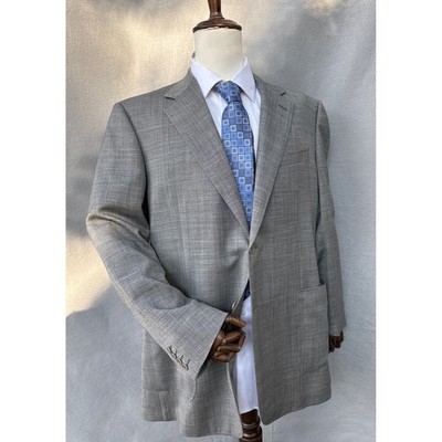 Canali Wool Suit Jacket Blazer Mens 40 L Gray Made in Italy Boyd's Double Vented