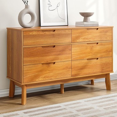 mid century modern 6 drawer double dresser Hackney Mid-Century Modern Teak Wood 6 Drawer Bedroom Double Dresser