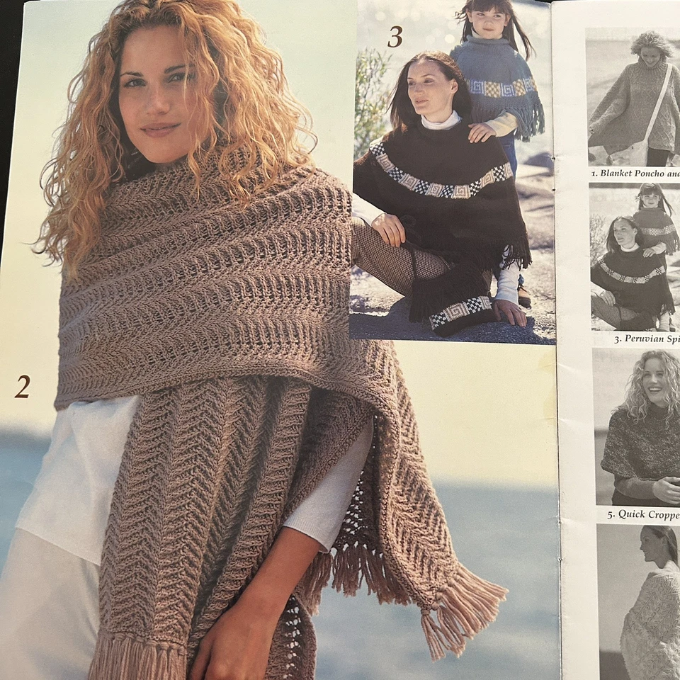 PATONS Wrap it Up FALL Poncho Shawls to Knit Knitting Pattern Booklet #942 - Image 3 of 4