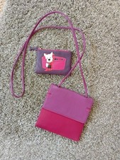 TULA Leather CROSS BODY BAG / WALLET & MALA Leather COIN PURSE Pink/ Purple Mix