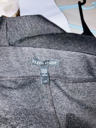 L) Pantaloni EILEEN FISHER grigio antracite GAMBA LARGA vita elastica tasche CROP - Foto 3 di 8