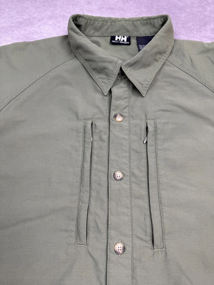Helly Hansen Shirt Mens XL Green Nylon Short Sleeve Outdoor Utility Zip Pockets - Image 2 of 4