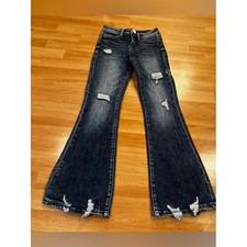 BKE Youth Distressed Dark Blue Flare Jeans