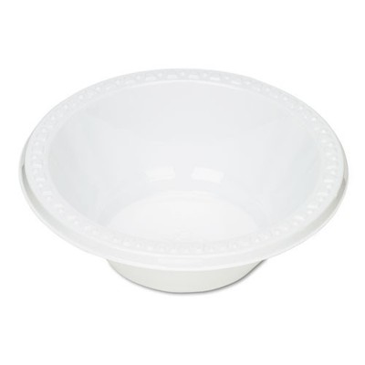 Tablemate Plastic Dinnerware, Bowl, 12 oz, White, 125/Pack