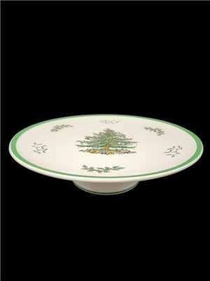 Spode Christmas Tree Pedestal Cake Stand 10.75'' S3324-A2 Made In England Holiday