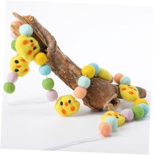 Easter Felt Garland Wool Ball Pom Pom Garland Handmade 6.6 Feet Colorful Chick