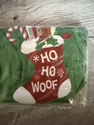 Christmas Dog T Shirt Ho Ho Ho Santa Stocking Presents Green Small