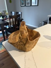 Vintage Burl Wood Hand Carved Basket