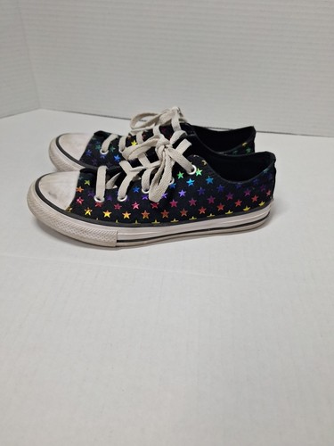 Converse All Star Low Top Shoes Youth Size 3, Rainbow, Stars - Picture 2 of 5