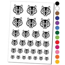 Wild Tribal Wolf Head Temporary Tattoo Water Resistant Set