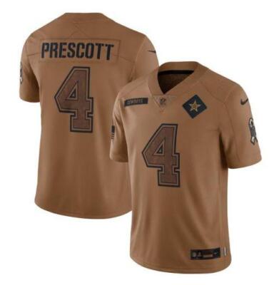 Dak Prescott Cowboys Men Jersey Brown 2023 Salute To Service All
