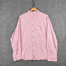 Marine Layer Shirt Mens Large L Pink Striped Long Sleeve Button Up Casual Cotton