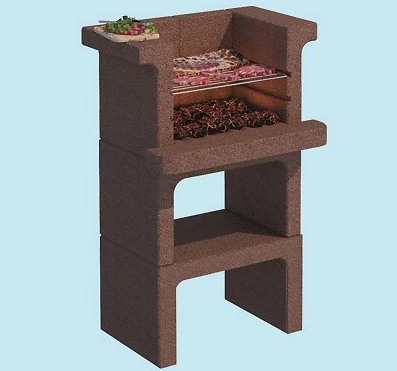 BARBECUE BETON LAPILLO PREFABBRICATO IN CEMENTO 65x49x101h - Foto 3 di 4