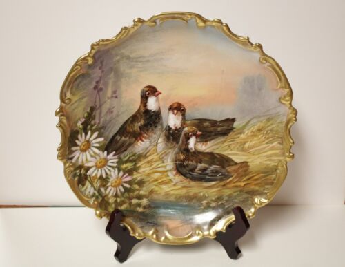 Ca.1890-1920 Signed Dubois L. Straus & Sons Limoges "Partridges" Wall Plate - Picture 1 of 10