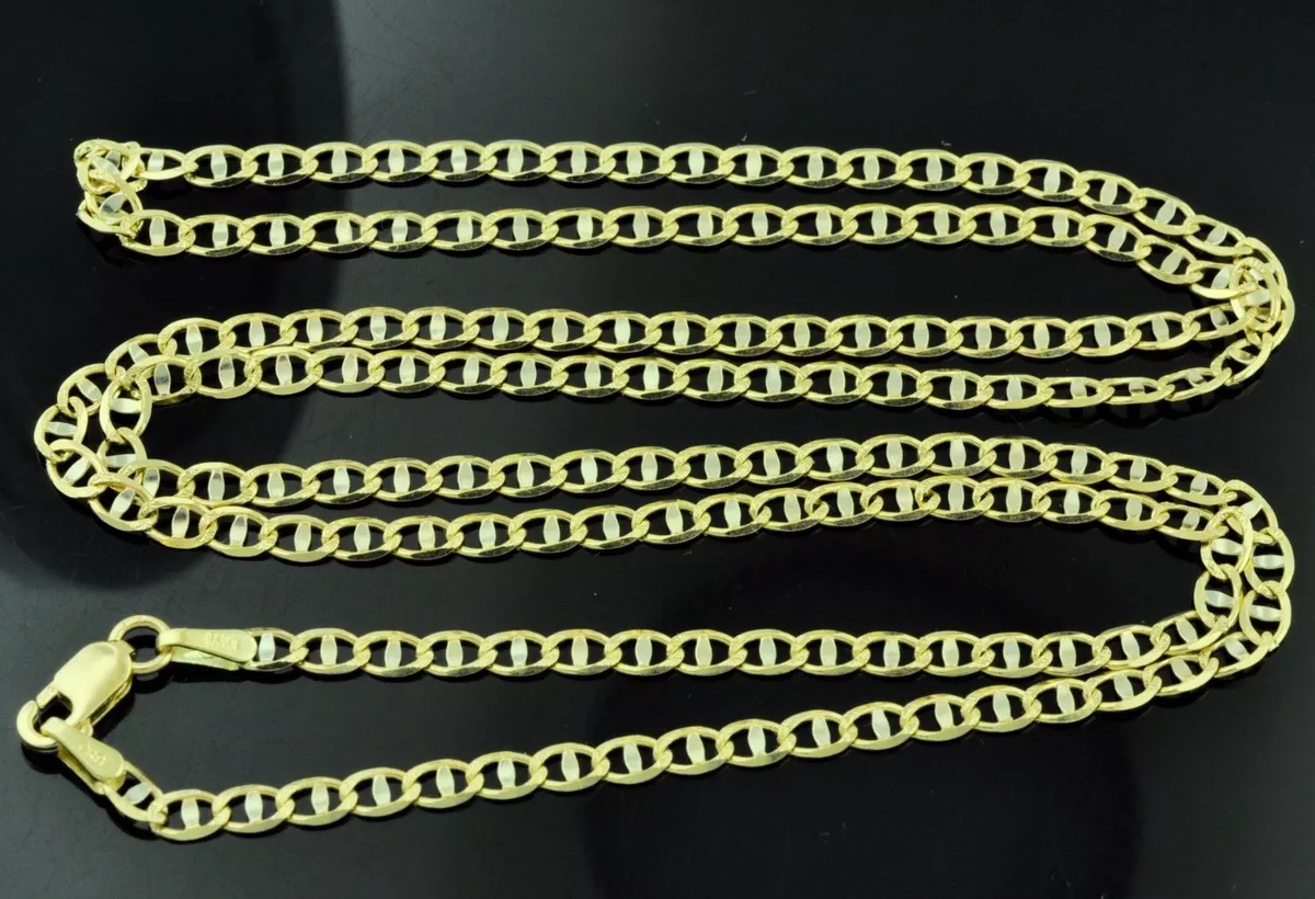 14k Solid Yellow Gold Mariner necklace 16 24 inch 4.10 6.20grams
