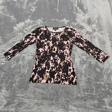St. John Long Sleeve Shirt Womens size P pink camo stretchy casual rayon spandex