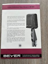 vintage beyer dynamic unidirectional  ribbon microphone specification flyer .