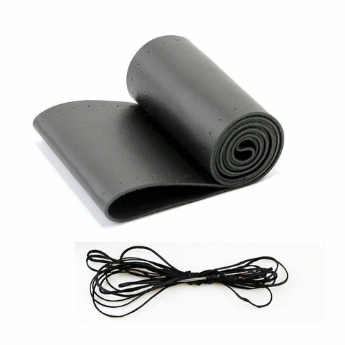 14-inch Black Car Steering Wheel Cover Leather With Needle Thread Hand Stitched - Picture 4 of 10