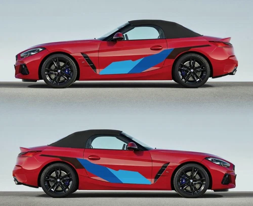 Tricolor Graphics Car Sticker Vinyl Decals For BMW Z4 2Sides Skirt Racing Stripe - Picture 8 of 9