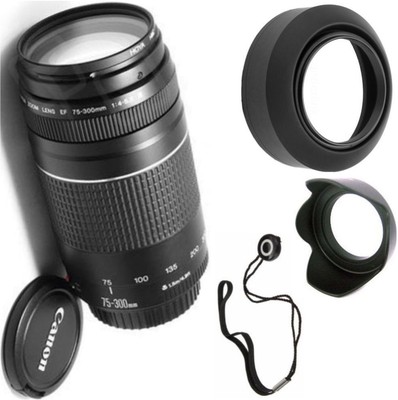 Canon 75 300mm Iii Zoom Lens Cap Keeper Rubber Lens Hood Hard Tulip Bundle Ebay