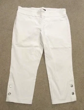 Women's XL Counterparts White Stretch Ankle Pants Crest Sailor Buttons