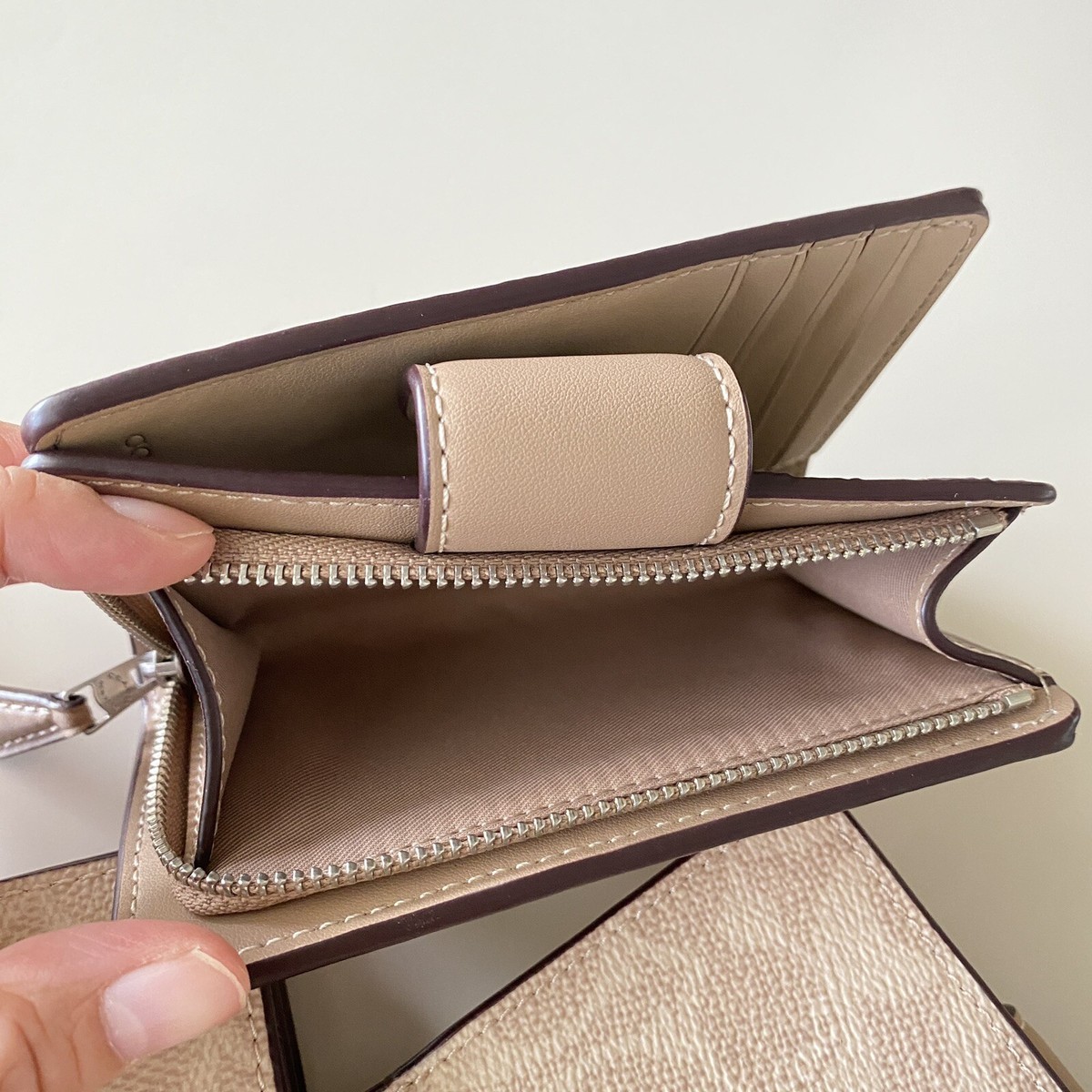 NWT COACH CW786 Medium Zip Wallet Card/Coin Case Canvas&Leather