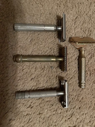 Vintage Gillette & EverReady Safety Razors Lot of 4 1940's and Up