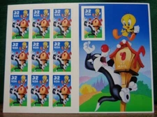 Sylvester Tweety booklet sheet 10 MINT NH .32 self adhesive stamp 1998 WB 3204