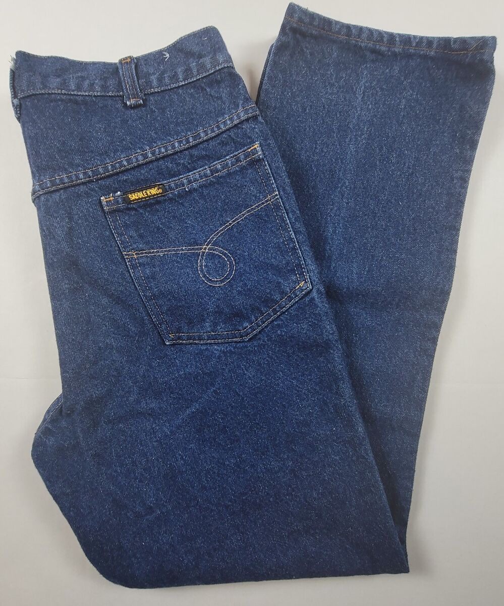 Vtg Men's Size 34 Saddle King Straight Leg Dark Blue Denim Vtg Men's Size 34 Saddle King Straight Leg Dark Blue Denim