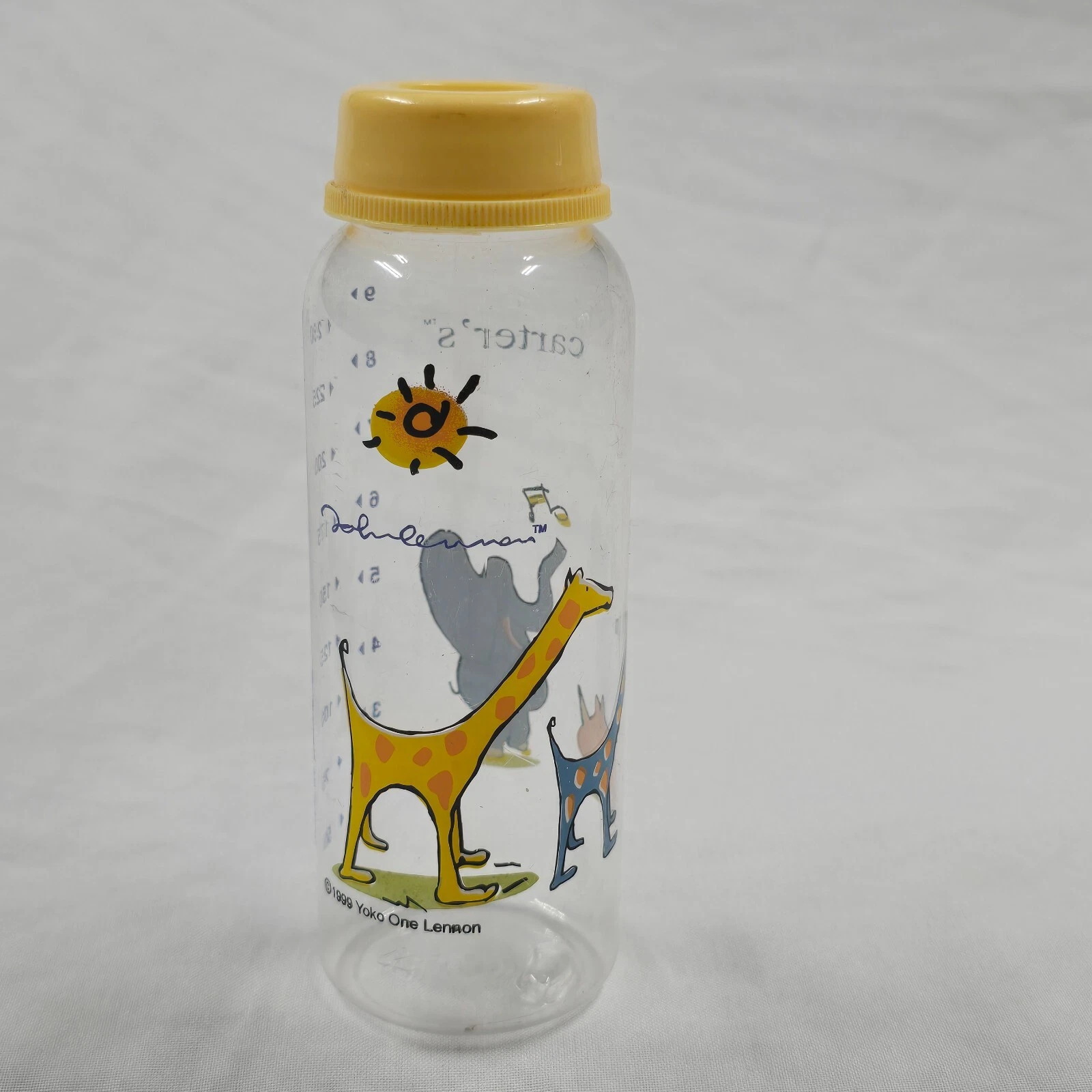 Carter's Mam Sassy Vintage John Lennon 8oz Yellow Top Baby Bottle Giraffe Rhino