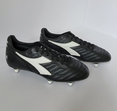 Diadora Brasil Italy Soccer Cleats Leather Black White SG Mens 6.5