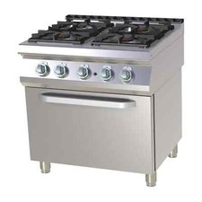 Gas-Herd mit E-Backofen (GN 1/1) 4-Platten 27kW 800x730x900mm Edelstahl 50-300°C