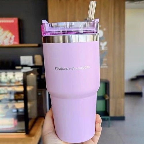 Starbucks Stanley Classic Straw Cup Pink Insulated Car Cup 20oz 591ml