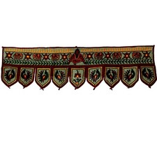 Indian Cotton Door Hanging Toran Embroidered Ganesha Window Valance Topper