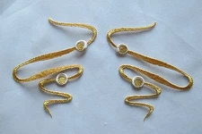 #2718 5-3/4" Gold,Silver Trim Fringe Ribbon Embroidery Applique Patch/Pair