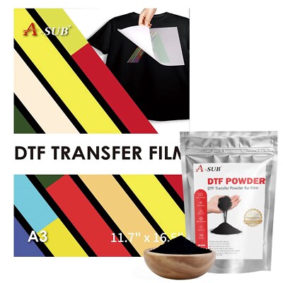 Kit A-SUB DTF Powder Black 2.2lb + DTF Film A3 Sublimation Paper for Dark Cotton